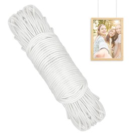 Picture Hanging Cord, Strong Picture Hanging Wire, Braided Nylon Rope, White Frame String for Pictures, Mirrors, Paintings, Craft Projects, Decorations (15 m x 4 mm)