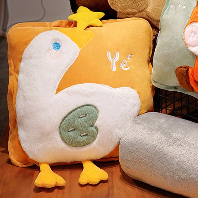 Travel Blanket and Pillow Set Multifunctional Plush Cute Animal Hand