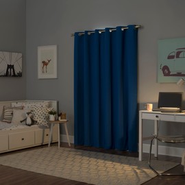 Sun Zero Halton Bright Vibes 100% Total Blackout Grommet Curtain Panel, Classic Blue, 40"W x 63"L (1 Panel)