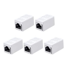 RJ45 Coupler, Ethernet Coupler Cat6 Coupler for Cat5e/Cat6/Cat7/Cat8, 1000Mbps Ethernet Extender Adapter LAN Connector for Modem Router PC Switch Network Extension, Female to Female - 5 Pack White