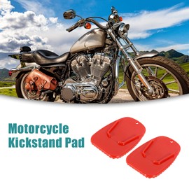 ACROPIX Universal Motorcycle Kickstand Support Plate Pad Red - Pack of 2