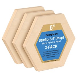 Falling in Art 10x11 Wooden Hexagon Shaped Panel Boards Kit, 3/4" Deep Wood Canvas Panels for Painting, Wood Art Boards for Pouring, Art and Crafts, 3 Pack