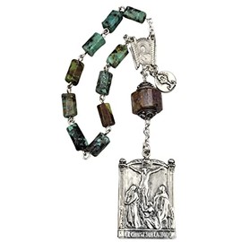 Sacred Immaculate Heart Marys at the Cross Turquoise Sterling silver Chaplet