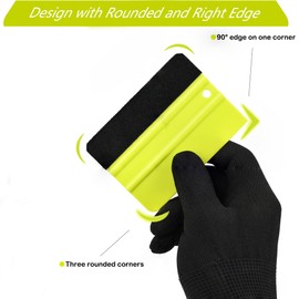 EHDIS Vinyl Wrap Squeegee Kit - 2pcs Felt Edge Squeegee with 2pcs Felt, Window Tint Squeegee, for Wallpaper, Car Wrapping, Vinyl Applicator