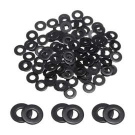 sourcing map 100 Pcs #8 Stainless Steel Flat Washers, 4.8mm ID x 11mm OD x 1mm Thick Black Zinc Plated Metal Washers for Screws and Bolts