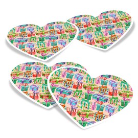 Vinyl Heart Stickers (Set of 4) 10cm - Presents Girls Kids Party Birthday for Laptops, Tablets, Luggage, Scrap Booking, Fridges #170792