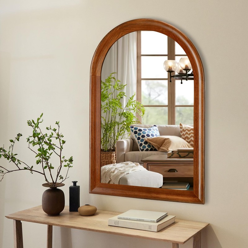 Tanmicoshomy Wood Bathroom Mirror 24x36 Inch,Rustic Wall Mirrors with Shatter-Proof