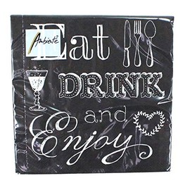 Ambiente Servietten Lunch / Party / ca. 33x33cm Eat, Drink & Enjoy Black