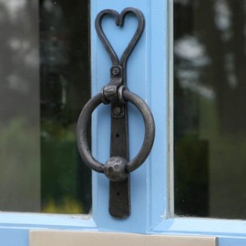 Door Knocker Heart Shaped Black Cast Iron Ring Door Knocker for Timber & UPVC Doors