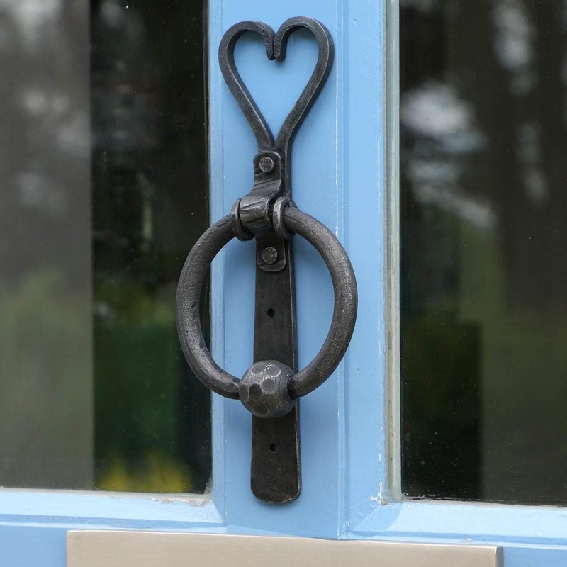 Door Knocker Heart Shaped Black Cast Iron Ring Door Knocker