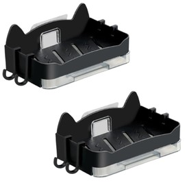2 Pack Shower Soap Holder, Wall Soap Holder, Cute Cat Soap Dish with Drain and 4 Hooks for Bathroom and Kitchen (Black)
