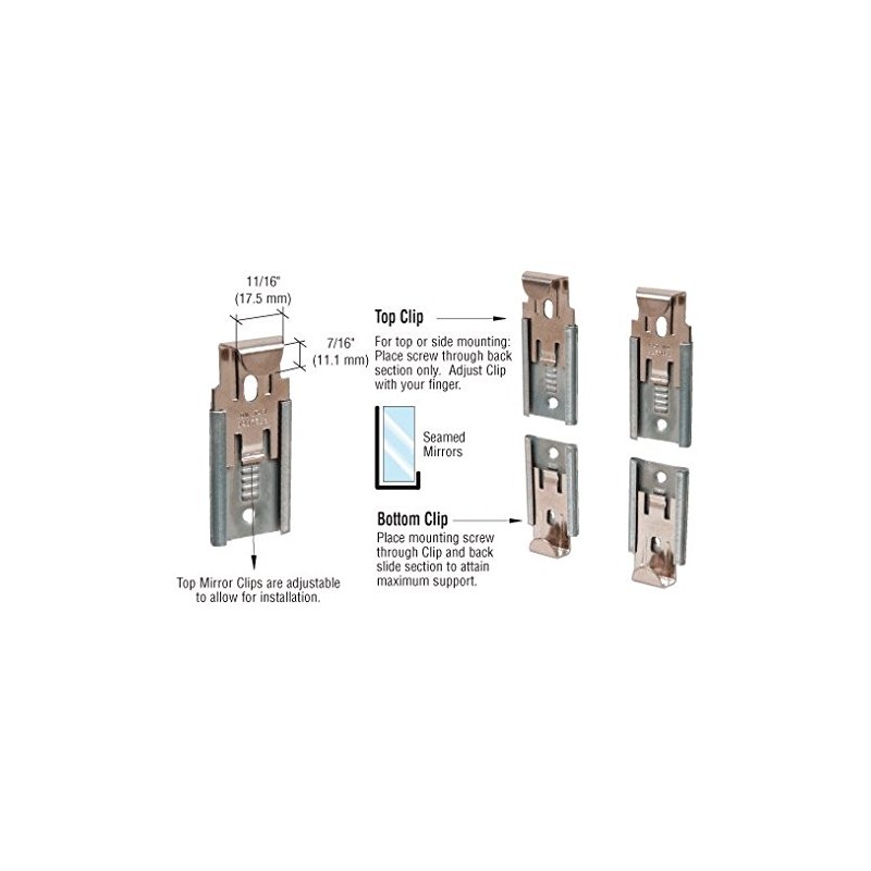 CRL Nickel Plated Adjustable Mirror Clip set for 1/4 in