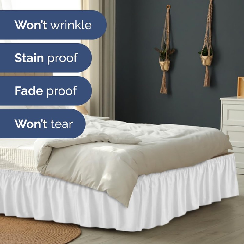 Wrap Around Dust Ruffle Bed Skirt - White - for