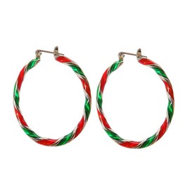 Christmas Hoop Earrings for Women Dainty Wreath Twist Dangle Earrings Red Green Colorful Huggie Christmas Earring Gifts Party Holiday Gifts New Year Best Friend-Green Red