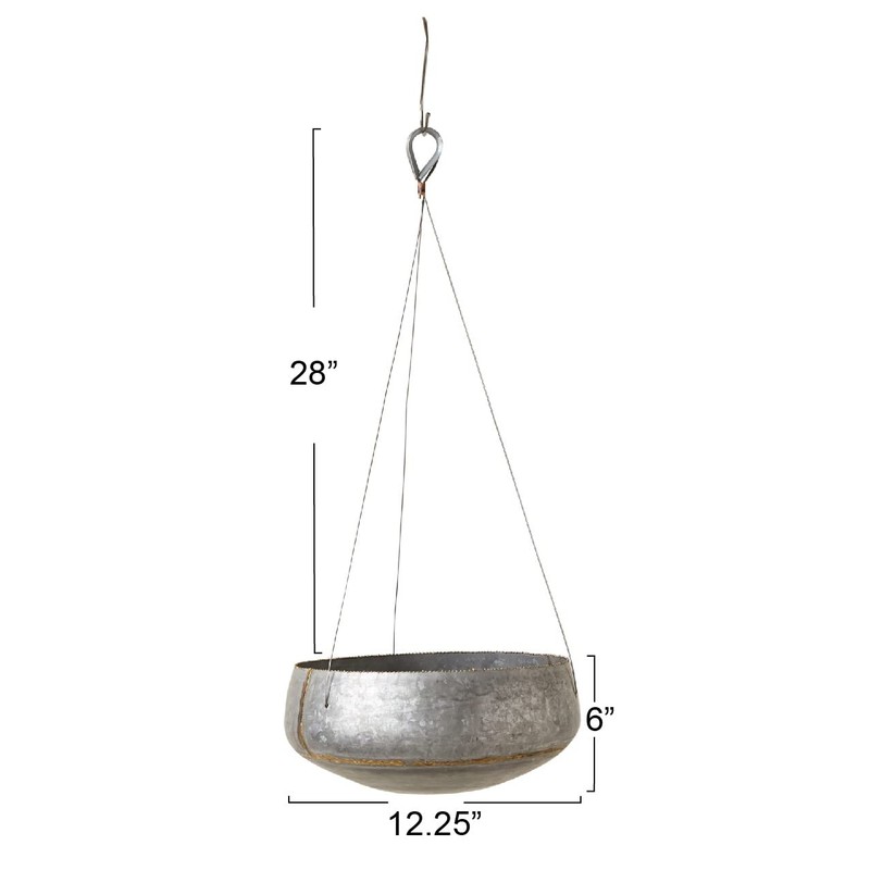 Creative Co-Op Grey & Gold Hanging Iron Planter