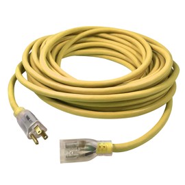 USW 10/3 50ft Heavy Duty Yellow Extension Cord with Lighted Plug