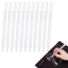 ReaJoys White Gel Pens, 12Pcs Fine Point Gel Pens 0.8mm White Fine Liner Art Pen Highlighter Sketching Pens for Artists Black Paper Drawing Design Supplies