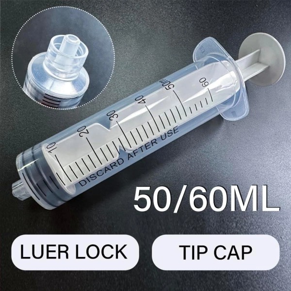 Branded 60mL Luer Lock Syringe 4 Pack Large Plastic Sterile