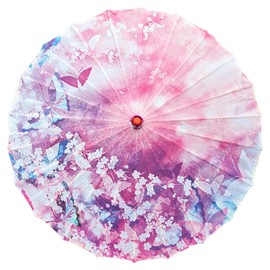 Jwqqwdza 28'' Silk Faced Chinese Umbrellas for Women, Improved Oiled Paper Parasol Umbrellas for Indoor Outdoor Photo Props Wedding Decoration, Parasol Umbrella for Costumes (Butterfly B)