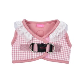 Pinkaholic New York Davina Dog Vest Harness (Step-in) Houndstooth Pattern Fashionable Cute Spring Summer Harness for Small Dogs, Indian Pink, Medium