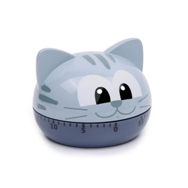 AUDRWALL Cute Kitchen Timer Mechanical Timer for Kids (Gray Cat)