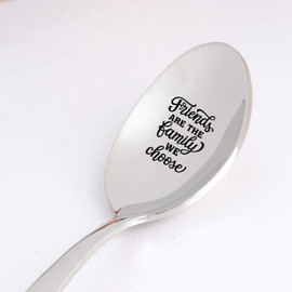 Engraved Spoon Gift for Him and Her, Friend's are The Family We Choose Spoons Inspirational Gift for Women Long Distance Gift Christmas Birthday Stainless Steel 7 Inch
