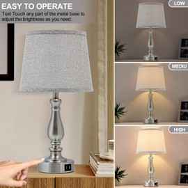 EJIAXIN Table Lamps for Bedroom Set of 2,3 Way Dimmable Touch Bedside Lamps with Dual USB A+C Ports - Nightstand Lamp for End Table Modern Night Stand Lamps for Living Room Guest Room