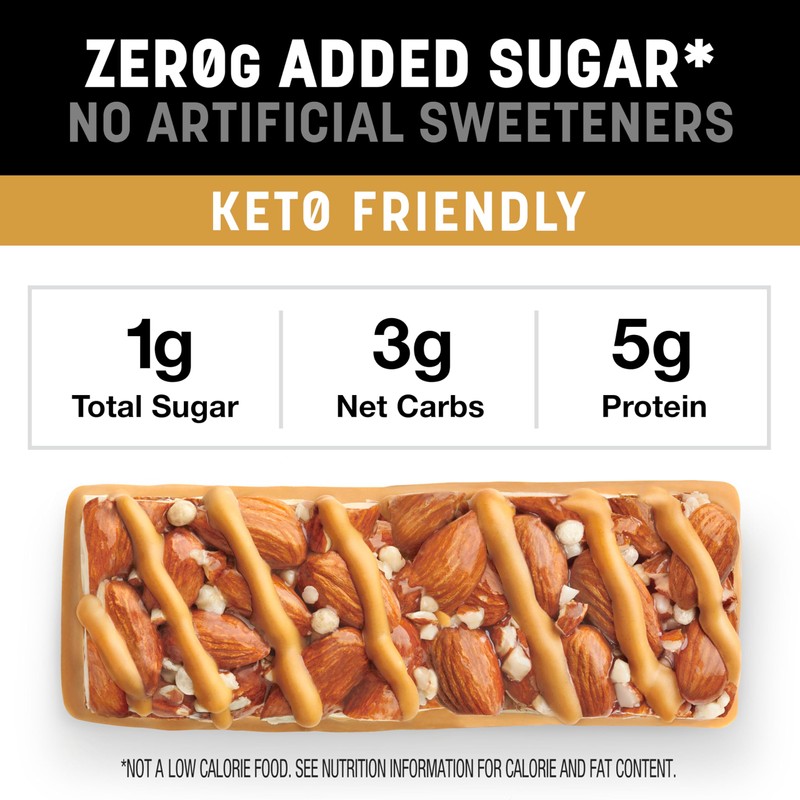 KIND ZERO Added Sugar Bars, Caramel Almond & Sea Salt,