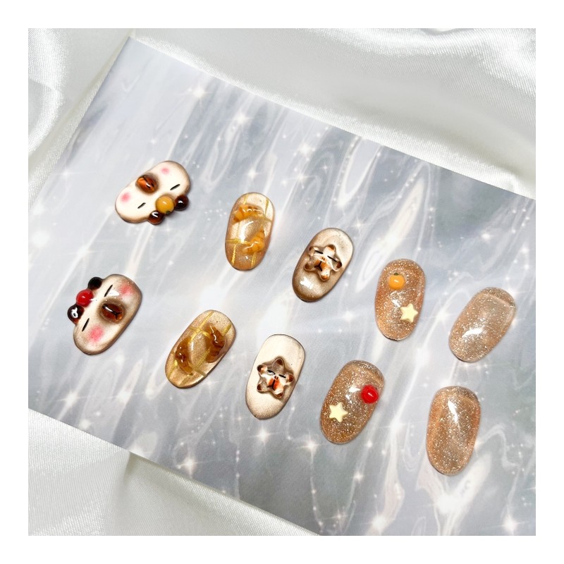 [Handmade Nail Tips] Capybara Nails - Short Oval / [수제네일팁]