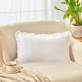 ZWJD Pillow Covers 12x20 Set of 2 Cream Throw Pillow Covers with Fringe Chic Cotton Decorative Pillows Square Cushion Covers for Sofa Couch Bed Living Room Farmhouse Boho Decor