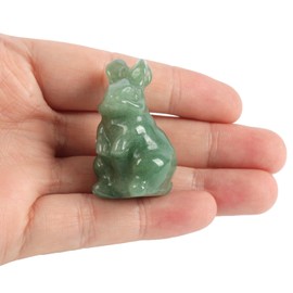 Lovionus89 Crystal Rabbit Sculpture, 1.5 Inch Rabbit Figure Statue, Gemstone Animal for Home Decor or Collectibles, Green Aventurine