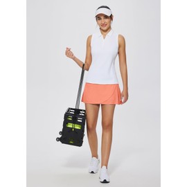 baleaf Women's Pleated Tennis Skirts High Waisted Tiered Skorts Skirts Golf Athletic Pickleball with Shorts Zipper Pocket Scorched Red Coral XXL