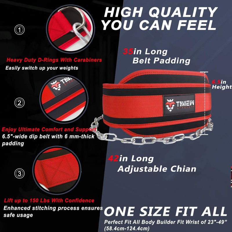 TAVIEW Dip Belt with Chain, Weighted Belt for Pull-Ups, Heavy