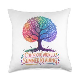 Color Our World Summer Reading Tee for Kids,Women and Men Throw Pillow