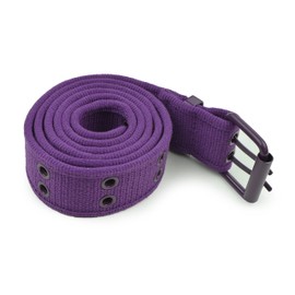 Double Grommet Belt, Unisex Double Hole Canvas Belts for Men and Belts for Women, Double Prong Durable Eyelet Belt - Purple Large