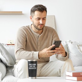 NOWWISH Christmas Gifts for Dad from Daughter Son- My Favorite Child Gave Me This Cup Tumbler - Stocking Stuffer for Men Dad Husband, 20oz Black