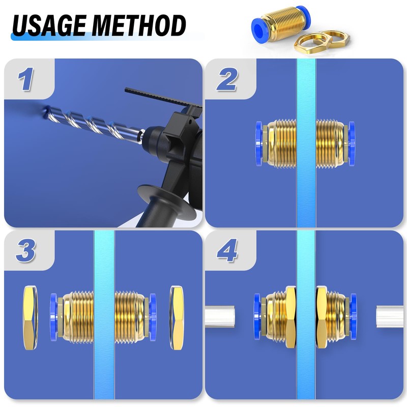 TAILONZ PNEUMATIC 4 mm OD Straight Through Baffle Quick Insertion