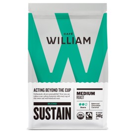 Organic Whole Bean Coffee | Specialty Grade, Certified Fair Trade, Drip, V60, Pour Over, Filter | Café William Sustainably Roasted in Canada - Sustain 340.00 g (Pack of 1)
