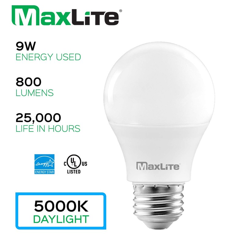 MaxLite A19 LED Bulb, Enclosed Fixture Rated, 60W Equivalent, 800