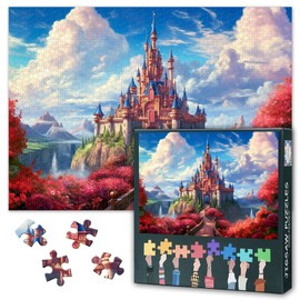 Castle Jigsaw Puzzles for Adults 1000 Piece - Challenging Puzzle Fantasy Landscape Art, 27.5x19.7 Inch Family Educational Game & Unique Living Room Decor Gift Blooming Flower