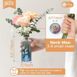 ComSaf Glass Bud Vases Set of 12, Small Diamond Bud Vases in Bulk, Mini Flowers Vases for Centerpieces, Vintage Decor Centerpiece for Table, Wedding Recepetion, Home, Gift (Gradient Grey Blue)