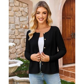 Yekaty Button Black Cardigan Sweaters for Women Lightweight Cotton Knit Fall Outfits Fashion Clothes