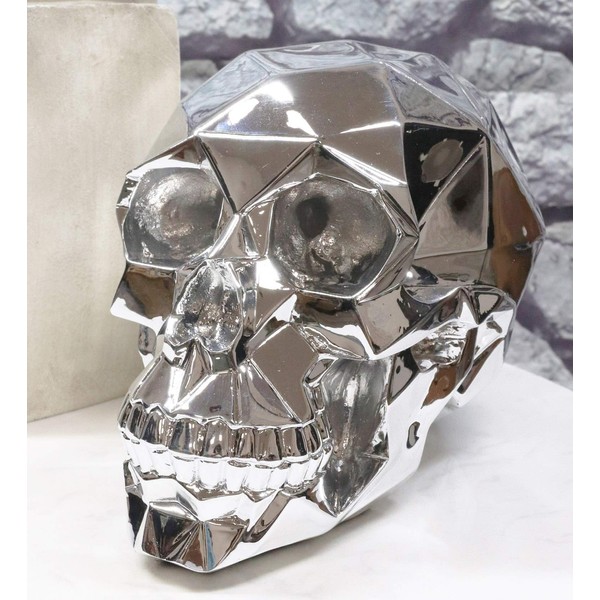 Ebros Gift Geometric Vector Matrix Polygon Skull Decorative Figurine 8.5"