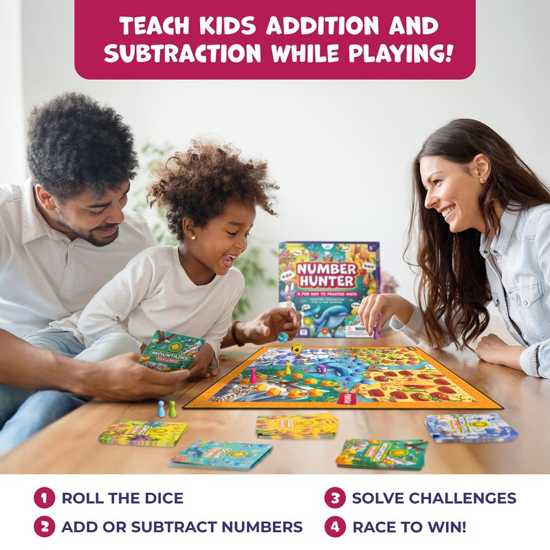 Number Hunter Math Board Game – Addition & Subtraction Adventure
