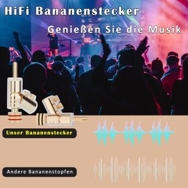 YuanYong Audiophile Banana Plugs 24k Gold-Plated Double Screw Lock for Speaker Cable 8AWG-15AWG, Wall Plates, Home Cinema, Video Receptions with 8 Connectors / 1 L-shaped Hex Key (Pack of 4)