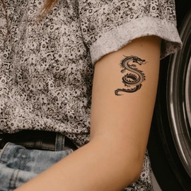 Dragon Tattoo - Temporalis® | Temporary Tattoo, Vegan and Waterproof - EU Certified Cosmetics - Lasts 1 to 2 Weeks [Spiral Dragon]