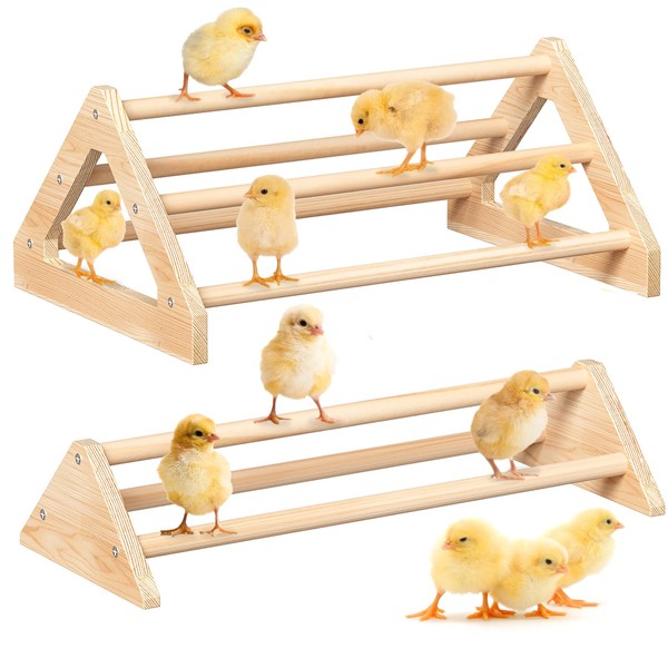 2 Pcs Long Pine Wooden Chick Perch Set, Strong Pine