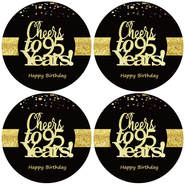 Sumerk 48 PCS Cheers to 95 Years Stickers, Gold, Glossy,