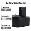 Tnvodejo 3000mAh Battery Pack for SNAP ON 9.6V 3.0Ah Ni-MH