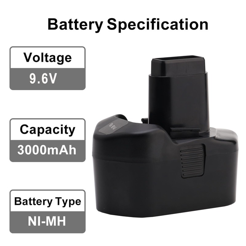 Tnvodejo 3000mAh Battery Pack for SNAP ON 9.6V 3.0Ah Ni-MH